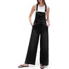 image:imagePEIHOT Womens Casual Wide Leg Denim Overalls Loose Fit Jean Jumpsuits Adjustable Strap Bib Romper FallBlack