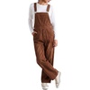 image:imagePEIHOT Womens Casual Wide Leg Denim Overalls Loose Fit Jean Jumpsuits Adjustable Strap Bib Romper FallBrown