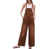 image:imagePEIHOT Womens Casual Wide Leg Denim Overalls Loose Fit Jean Jumpsuits Adjustable Strap Bib Romper FallBrown