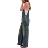 image:imagePEIHOT Womens Casual Wide Leg Denim Overalls Loose Fit Jean Jumpsuits Adjustable Strap Bib Romper FallCyanblue