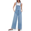 image:imagePEIHOT Womens Casual Wide Leg Denim Overalls Loose Fit Jean Jumpsuits Adjustable Strap Bib Romper FallLightblue