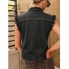 image:imageWomens Casual Denim Vest Sleeveless Ruffle Cuffed Cropped Jacket Tops 2026Grey