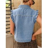 image:imageWomens Casual Denim Vest Sleeveless Ruffle Cuffed Cropped Jacket Tops 2026Lightblue