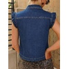 image:imageWomens Casual Denim Vest Sleeveless Ruffle Cuffed Cropped Jacket Tops 2026Midblue