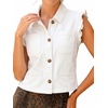 image:imageWomens Casual Denim Vest Sleeveless Ruffle Cuffed Cropped Jacket Tops 2026White