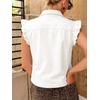 image:imageWomens Casual Denim Vest Sleeveless Ruffle Cuffed Cropped Jacket Tops 2026White