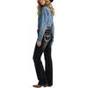 image:imageWomens Mid Rise Bootcut Jeans Western Rhinestone Stretchy Denim PantsBlack Rhinestone