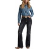 image:imageWomens Mid Rise Bootcut Jeans Western Rhinestone Stretchy Denim PantsBlack Rhinestone