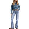 image:imageWomens Mid Rise Bootcut Jeans Western Rhinestone Stretchy Denim PantsLightblue Rhinestone