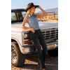 image:imageWomens Mid Rise Bootcut Jeans Western Stretchy Straight Leg Denim PantsBlack