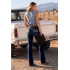 image:imageWomens Mid Rise Bootcut Jeans Western Stretchy Straight Leg Denim PantsBlack Blue
