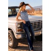 image:imageWomens Mid Rise Bootcut Jeans Western Stretchy Straight Leg Denim PantsBlack Blue