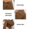 image:imageWomens Mid Rise Bootcut Jeans Western Stretchy Straight Leg Denim PantsBrown