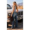 image:imageWomens Mid Rise Bootcut Jeans Western Stretchy Straight Leg Denim PantsCyan Blue