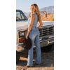 image:imageWomens Mid Rise Bootcut Jeans Western Stretchy Straight Leg Denim PantsMid Blue
