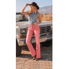 image:imageWomens Mid Rise Bootcut Jeans Western Stretchy Straight Leg Denim PantsPink
