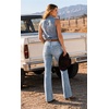 image:imageWomens Mid Rise Bootcut Jeans Western Stretchy Straight Leg Denim PantsSkyblue