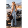 image:imageWomens Mid Rise Bootcut Jeans Western Stretchy Straight Leg Denim PantsSkyblue
