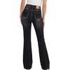 image:imageWomens Mid Rise Flared Jeans Western Distressed Stretchy Denim PantsBlackripped