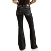 image:imageWomens Mid Rise Flared Jeans Western Distressed Stretchy Denim PantsBlackripped