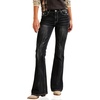 image:imageWomens Mid Rise Flared Jeans Western Distressed Stretchy Denim PantsBlackripped