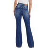 image:imageWomens Mid Rise Flared Jeans Western Distressed Stretchy Denim PantsDarkblueripped