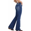 image:imageWomens Mid Rise Flared Jeans Western Distressed Stretchy Denim PantsDarkblueripped