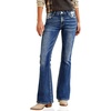 image:imageWomens Mid Rise Flared Jeans Western Distressed Stretchy Denim PantsDarkblueripped