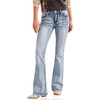 image:imageWomens Mid Rise Flared Jeans Western Distressed Stretchy Denim PantsLightblueripped