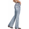 image:imageWomens Mid Rise Flared Jeans Western Distressed Stretchy Denim PantsLightblueripped