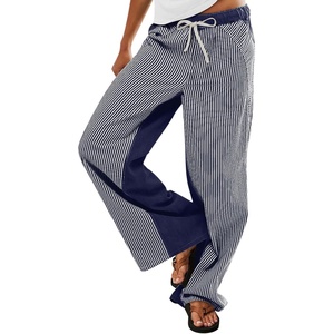image:imagePEIHOT Low Rise Striped Pants for Women Pull On Drawstring Boho Wide Leg Jeans Trendy 2026Darkblue