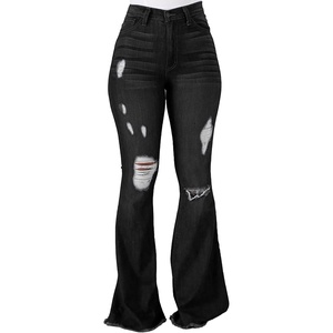image:imagePEIHOT Vintage Bell Bottoms Flare Jeans for Women 90s High Waist Ripped Distressed Wide Leg High Rise Denim PantsBlack
