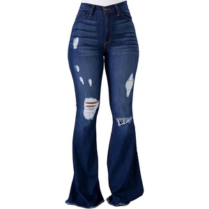 image:imagePEIHOT Vintage Bell Bottoms Flare Jeans for Women 90s High Waist Ripped Distressed Wide Leg High Rise Denim PantsDark Blue
