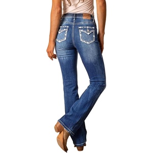 image:imageWomens Mid Rise Bootcut Jeans Western Rhinestone Stretchy Denim PantsDarkblue Rhinestone
