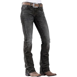 image:imageWomens Mid Rise Bootcut Jeans Western Stretchy Straight Leg Denim PantsGrey
