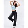 image:imageWomens 4Way Stretchy Jeans High Waisted Wide Leg Denim Pants with PocketsMidblack