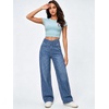 image:imageWomens 4Way Stretchy Jeans High Waisted Wide Leg Denim Pants with PocketsMidblue
