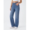 image:imageWomens 4Way Stretchy Jeans High Waisted Wide Leg Denim Pants with PocketsMidblue