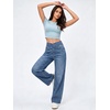 image:imageWomens 4Way Stretchy Jeans High Waisted Wide Leg Denim Pants with PocketsMidblue
