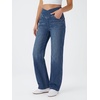 image:imageWomens 4Way Stretchy Jeans High Waisted Wide Leg Denim Pants with PocketsVintage Darkblue