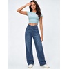 image:imageWomens 4Way Stretchy Jeans High Waisted Wide Leg Denim Pants with PocketsVintage Darkblue