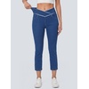 image:imageWomens High Waisted Strethchy Jeans Pull On Capris Jeggings with PocketsLightblue