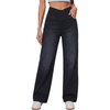 image:imageWomens 4Way Stretchy Jeans High Waisted Wide Leg Denim Pants with PocketsMidblack