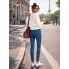 image:imagePEIHOT Womens Super Stretchy Jeans High Waist Skinny Jeggings with PocketsMidblue