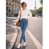image:imagePEIHOT Womens Super Stretchy Jeans High Waist Skinny Jeggings with PocketsVintage Midblue