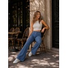 image:imageWomens Super Stretchy Jeans High Waisted Flared Denim Jegging with PocketsVintage Midblue