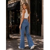 image:imageWomens Super Stretchy Jeans High Waisted Flared Denim Jegging with PocketsVintage Midblue