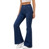 image:imageWomens Super Stretchy Jeans High Waisted Flared Denim Jegging with PocketsDarkblue