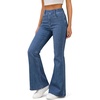 image:imageWomens Super Stretchy Jeans High Waisted Flared Denim Jegging with PocketsVintage Midblue