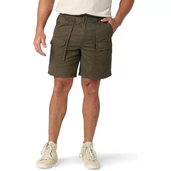 Lee Mens Side Elastic 75quot Cargo ShortOlive Drab